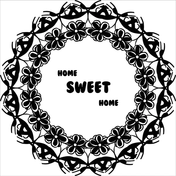 Vector illustration card of home sweet home with ornament modern flower frame — Stock Vector