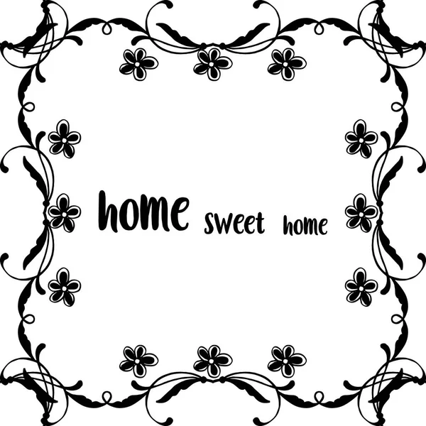 Tarjeta de adorno de ilustración vectorial de hogar dulce hogar con marco de flores — Vector de stock