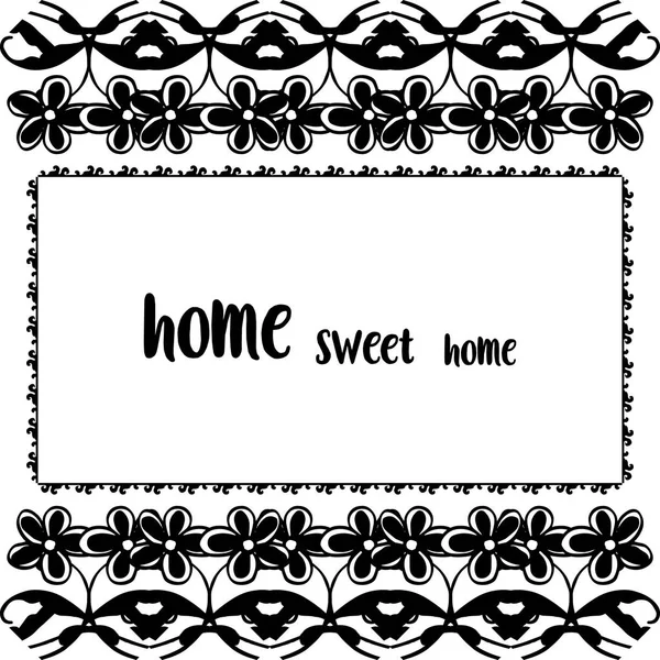 Vector illustration greeting card home sweet home with beautiful flower frame — Stock Vector