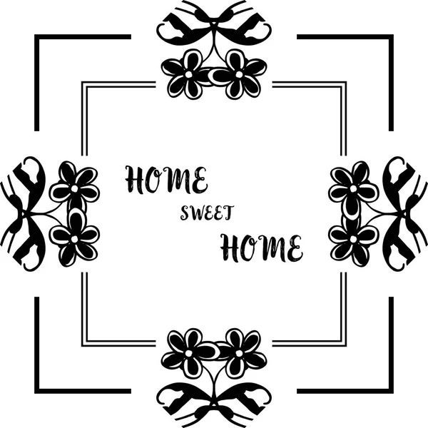 Διανυσματική εικόνα ευχετήρια κάρτα σπίτι γλυκό σπίτι με όμορφο σκελετό λουλουδιών — Διανυσματικό Αρχείο