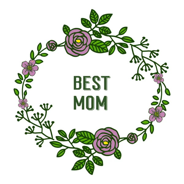Lettre d'illustration vectorielle meilleure maman pour cadres abstraits de fleurs violettes — Image vectorielle