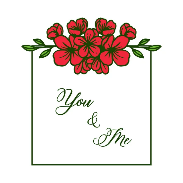 Vector illustration shape of card you and me with various art red wreath frames — Stock Vector
