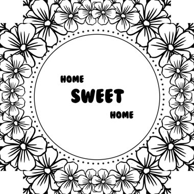 Vektör illüstrasyon desen çiçek çerçeve yazma ev tatlı ev