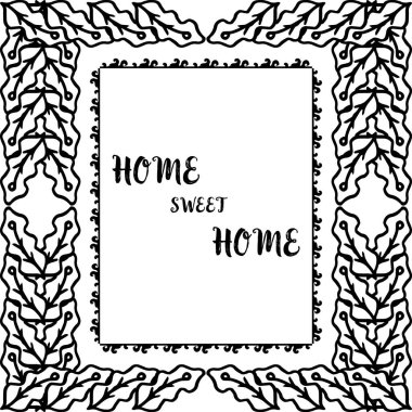 Vektör illüstrasyon ev tatlı ev harfleri ile izole çiçek çerçeve