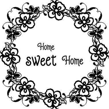 Dekoratif ev tatlı ev ile Vektör illüstrasyon sevimli çiçek çerçeve