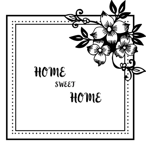 Vektor illustration elegant blomma ram med olika bokstäver hem Sweet Home — Stock vektor