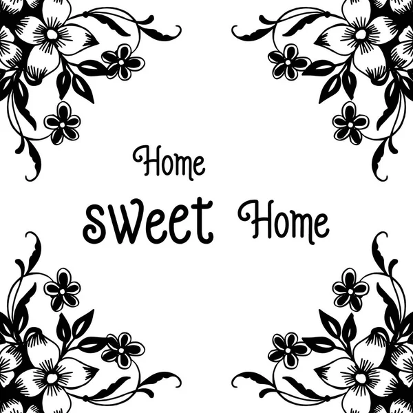 Vektor illustration dekoration blomma ram med kort av hem Sweet Home — Stock vektor