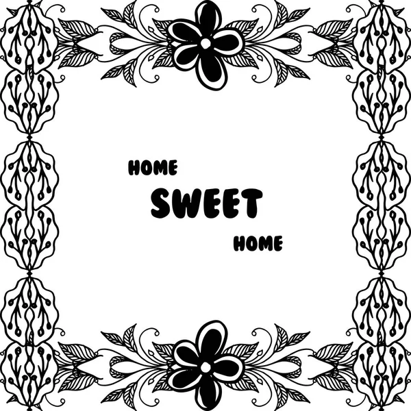 Διάνυσμα εικόνα μοτίβο λουλούδι πλαίσιο με γράψιμο σπίτι γλυκό σπίτι — Διανυσματικό Αρχείο