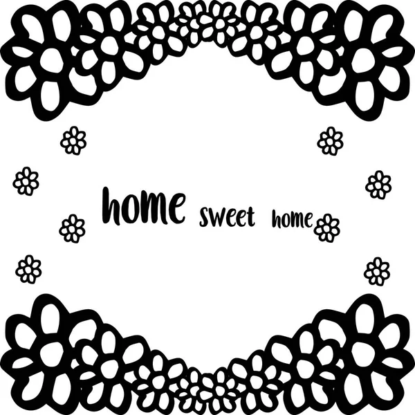 Διανυσματική απεικόνιση κομψό πλαίσιο λουλουδιών με στολίδι σπίτι γλυκό σπίτι — Διανυσματικό Αρχείο