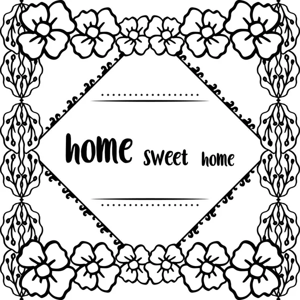 Illustrazione vettoriale arte moderna di cornice floreale con lettering casa dolce casa — Vettoriale Stock