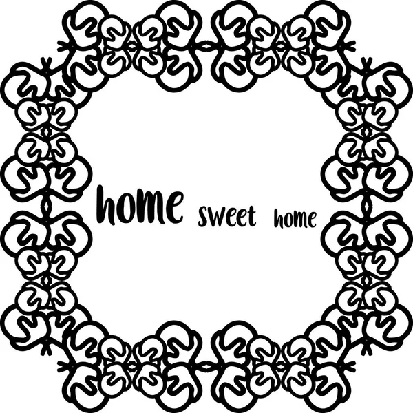 Ilustración vectorial escribiendo hogar dulce hogar con varios marcos de flores — Vector de stock