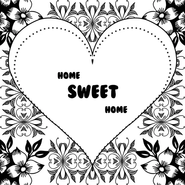 Απεικόνιση διάνυσμα απομονωμένη λουλούδι πλαίσιο με γράμματα σπίτι γλυκό σπίτι — Διανυσματικό Αρχείο