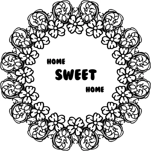 Vektor gambar dekorasi rumah manis rumah dengan bingkai bunga elegan - Stok Vektor