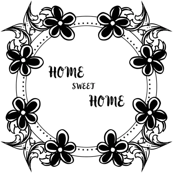 Vektor gambar dekorasi rumah manis rumah dengan bingkai bunga elegan - Stok Vektor