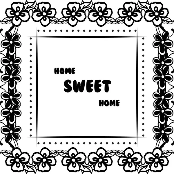 Elemento illustrazione vettoriale casa dolce casa con decorazione cornice floreale — Vettoriale Stock