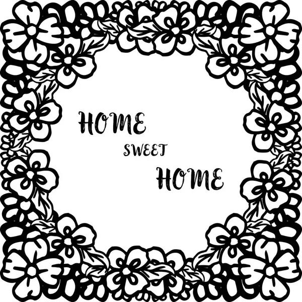 Векторная иллюстрация буквы дома сладкий дом с винтажной цветочной рамкой — стоковый вектор