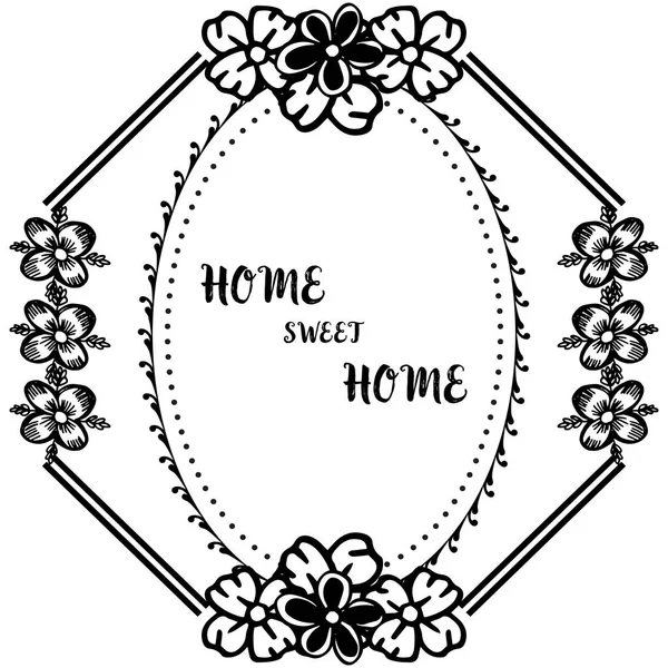 Vettore illustrazione decorazione banner casa dolce casa con cornice fiore ornamento — Vettoriale Stock