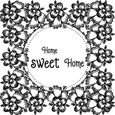 Vektör illüstrasyon ev tatlı ev kartı modern için çeşitli çiçek çerçeve