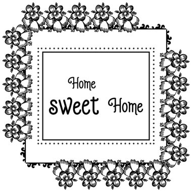 Vektör illüstrasyon duvar kağıdı ev tatlı ev ile sevimli çelenk çerçeve