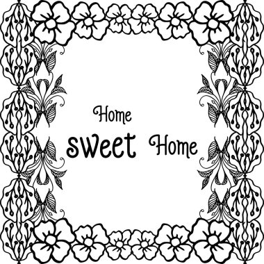 Sevimli çiçek çerçeve ile ev tatlı ev Vektör illüstrasyon davetiye kartı