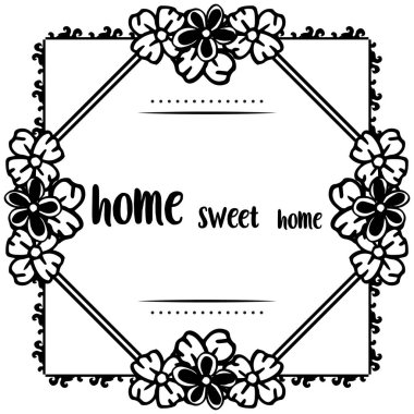Vektör illüstrasyon desen çiçek çerçeve ev tatlı ev yazmak için