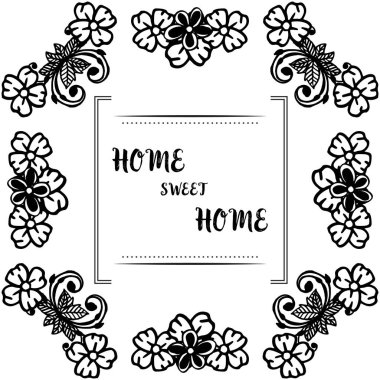 Vektör illüstrasyon tasarım grafik ev tatlı ev için sevimli çiçek çerçeve