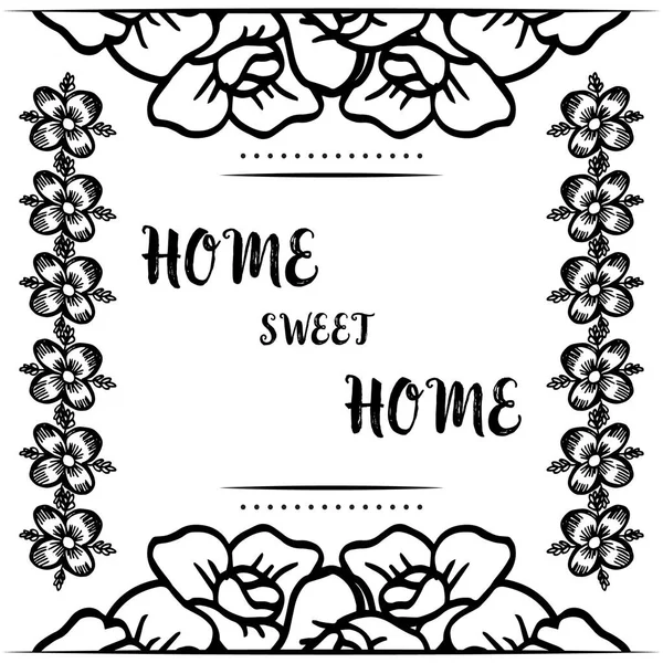 かわいい花輪フレーム付きホームスイートホームのベクトルイラスト招待カード — ストックベクタ