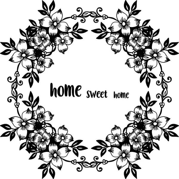 Vector illustration card of home sweet home with vintage flower frame — Stock Vector