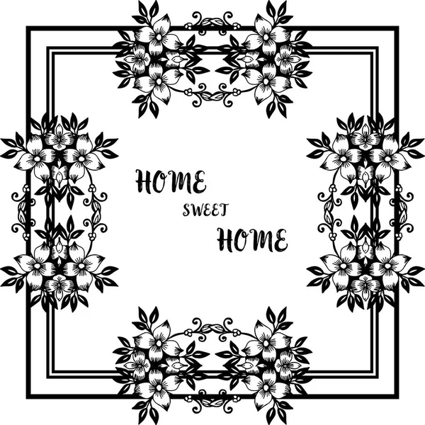 Vector illustration card of home sweet home with vintage flower frame — Stock Vector