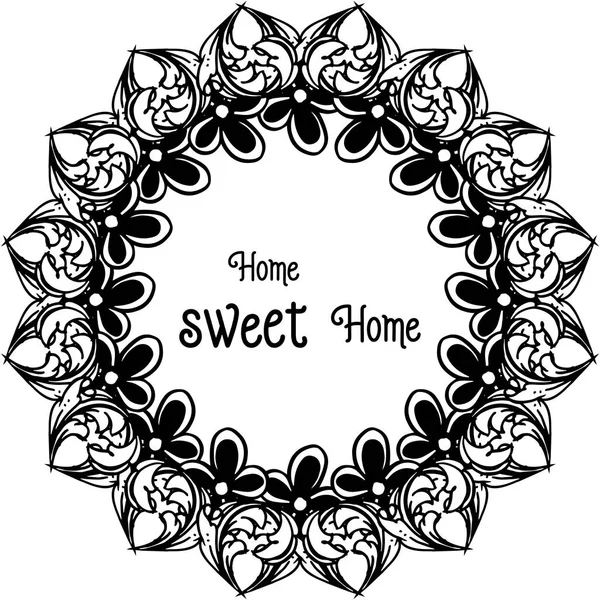 Vector illustration greeting card home sweet home with various cute wreath frame — Stock Vector