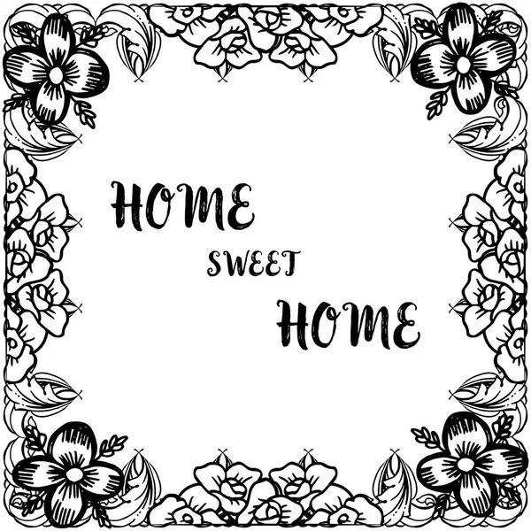 Vektor illustration olika blomma ram för kort modern of Home Sweet Home — Stock vektor
