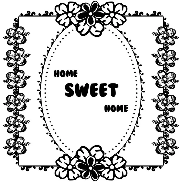 Vektor illustration olika blomma ram för kort modern of Home Sweet Home — Stock vektor