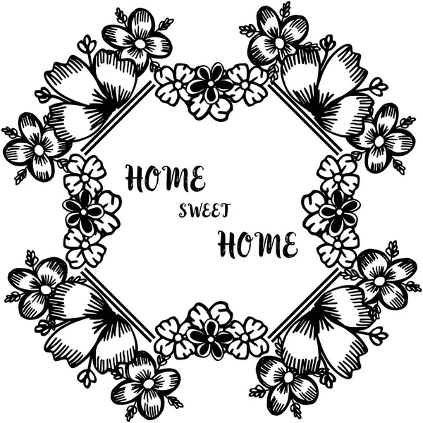 Vektor illustration olika blomma ram för kort modern of Home Sweet Home — Stock vektor