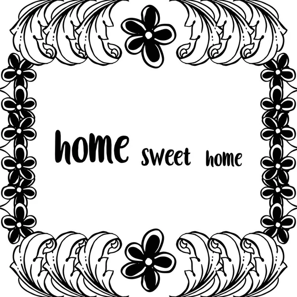 Vektor Illustration Ornament Grafik Home Sweet Home mit kunstvollen Blumenrahmen — Stockvektor