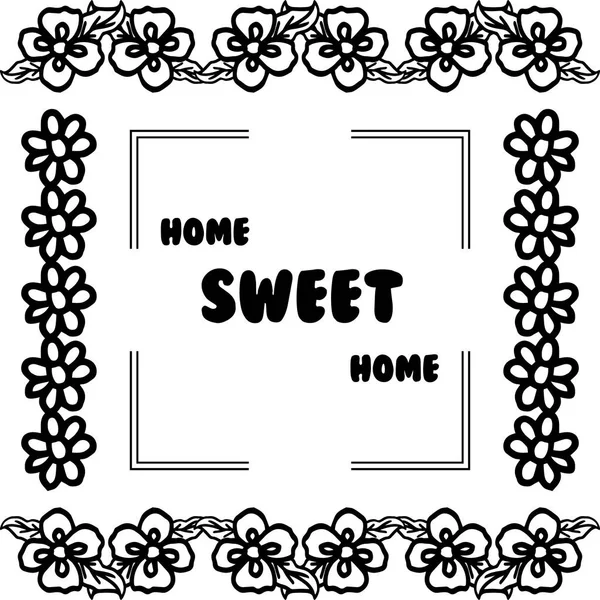 Vector illustration lettering home sweet home for cute flower frame — Stock Vector