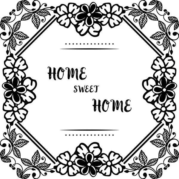 Vector illustration invitation card of home sweet home with cute flower frame — Stock Vector
