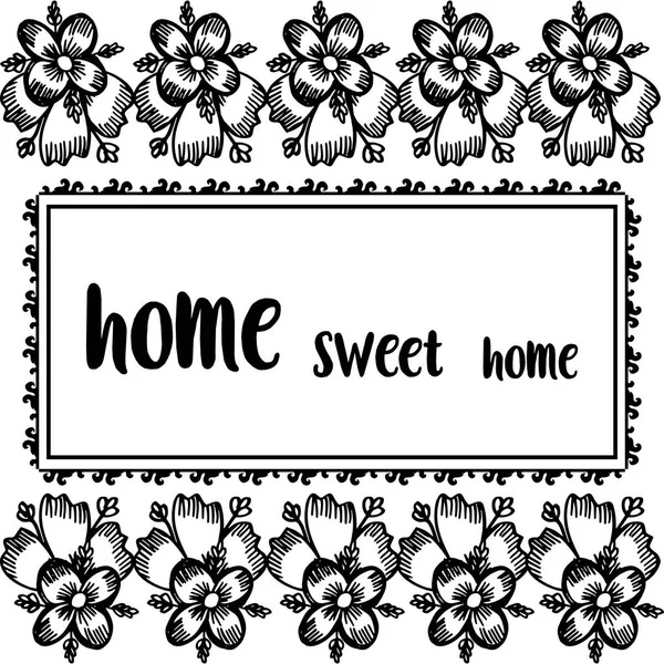 Vektor illustration konst söt blomma ram för banner Home Sweet Home — Stock vektor