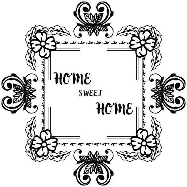 Illustration vectorielle dessin cadre fleur avec écriture maison douce maison — Image vectorielle