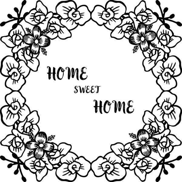 Moldura de flor padrão de ilustração vetorial com design de lar doce lar — Vetor de Stock