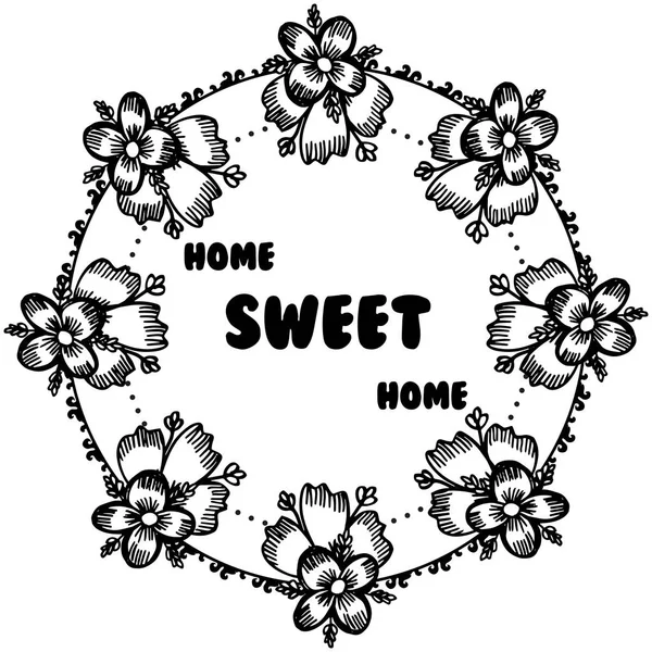 Διάνυσμα εικόνα μοτίβο λουλούδι πλαίσιο με το σχεδιασμό του σπιτιού γλυκό σπίτι — Διανυσματικό Αρχείο
