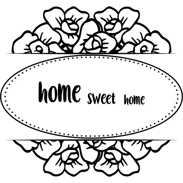 Vektor illustration mönster blomma ram med design av hem Sweet Home — Stock vektor