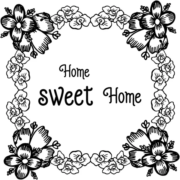 かわいい花輪フレーム付きベクトルイラスト壁紙ポスターホーム甘い家 — ストックベクタ
