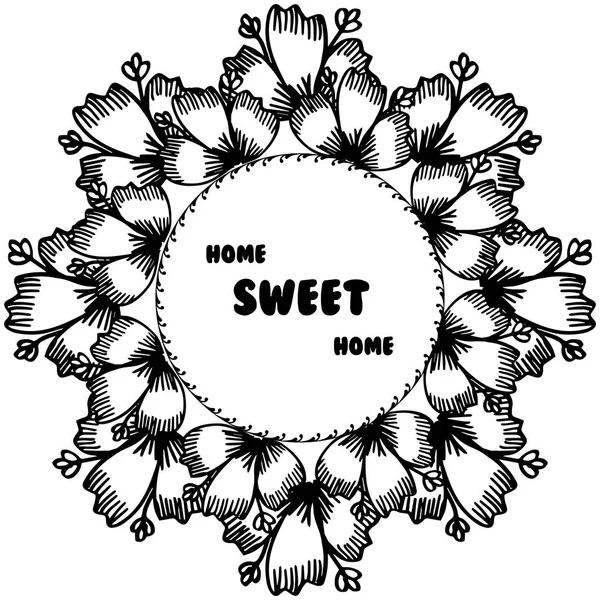 かわいい花輪フレーム付きベクトルイラスト壁紙ポスターホーム甘い家 — ストックベクタ