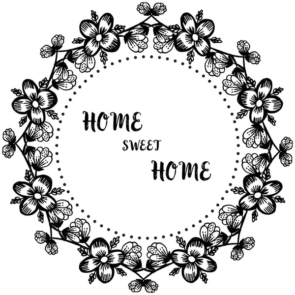 矢量插图壁纸海报家庭甜蜜的家与可爱的花环框架 — 图库矢量图片