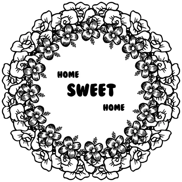 様々な美しい花輪フレームを持つベクトルイラストテンプレートホーム甘い家 — ストックベクタ