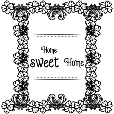 Süslü çiçek çerçevesi ile ev tatlı ev Vektör illüstrasyon sembolü
