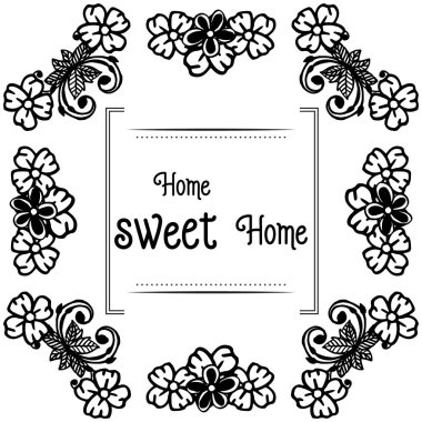 Süslü çiçek çerçevesi ile ev tatlı ev Vektör illüstrasyon sembolü