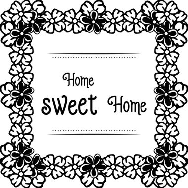 Vektör illüstrasyon ev tatlı ev posteri ile sevimli çelenk çerçeve