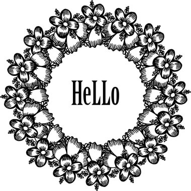 Vektör illüstrasyon tebrik kartı merhaba tasarım zarif çiçek çerçeve ile
