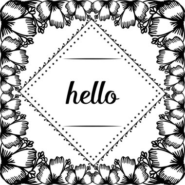 Vektör illüstrasyon kartı merhaba çeşitli çelenk çerçevesi ile